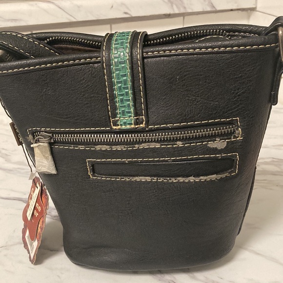 Trinity Ranch western shoulder/crossbody bag black and green w/ vintage hardware - Picture 5 of 8